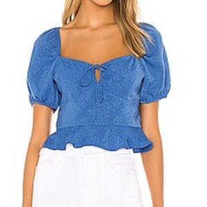BCBG Crop Blouse in Cobalt Blue